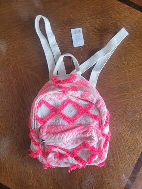 Canvas Mini Backpack in Hot Pink Diamond Pattern